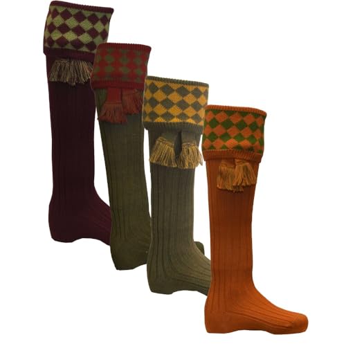 Walker and Hawkes Men’s Country Merino Wool Chessboard Shooting Socks w/Garter Ties4