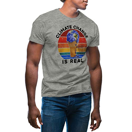 Retro Climate Change is Real T-Shirt Gris pour Homme Size L