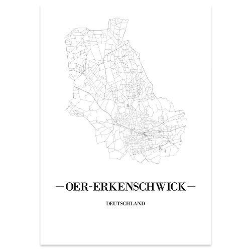 JUNIWORDS Stadtposter - Wähle Deine Stadt - Oer-Erkenschwick - 21 x 30 cm Poster - Schrift A - Weiß