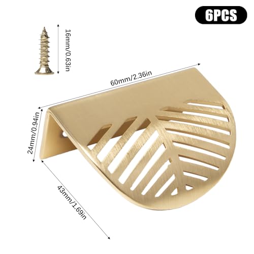 Sixfolo 6 Pièces Poignee de Meuble en Forme de Feuille,Dorée – vue 2