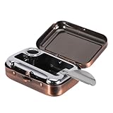 SAFIGLE Cendrier Portable en Métal Rectangulaire avec Couvercle, Format Poche, Étanche et Coupe Vent, Couleur Cuivre Ancien, Accessoire Pratique pour Voiture, Camping et Usage Extérieur