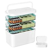 Crynvor 3-St&ouml;ckige Medikamentenbox, Medikamenten Aufbewahrung mit Griff und Entfernbaren F&auml;chern, Medizinbox Multifunktions, Hausapotheke Box, Arzneimittel Box f&uuml;r Familie, B&uuml;ro, Schule und Reise