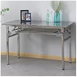 DHNDSDP Klapptisch Edelstahl Zweistöckiger Arbeitstisch Grilltisch Den Außenbereich Kommerzieller Vorbereitungstisch Platzsparender Metalltisch(39.4 * 15.7 * 29.5in)