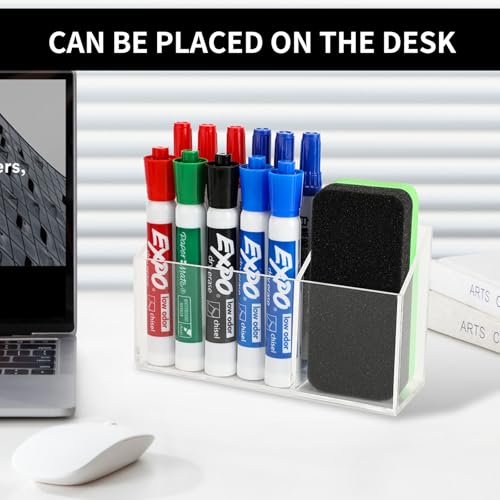 Lingshare Acrylic Magnetic Marker Holder For Whiteboard Dry Erase Marker Holder For Office Refrigerator Fridge Classroom Must (Acrylic)