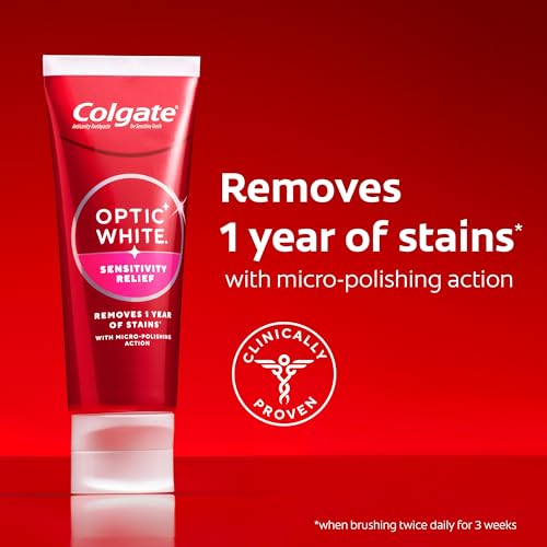 Colgate Optic White Sensitivity Relief Whitening Toothpaste, 3 Pack, 3.8oz - image 2