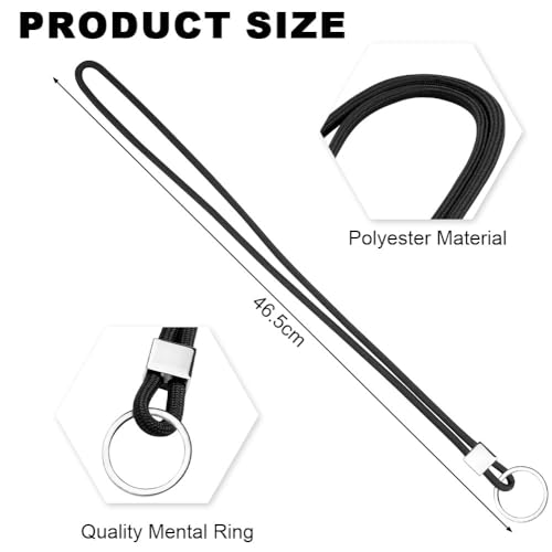 Vicloon Schlüsselband Lang, Nylon Lanyards mit karabiner, Schlüsselbänder Umhängebänder mit Drehbarem Metallclip Abnehmbare Neck Lanyard Langes Handgelenk Paracord Schlüsselanhänger（Schwarz）