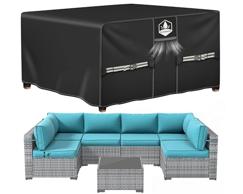 Rimwig – Housses de meubles de jardin d’extérieur imperméables, housse très résistante pour ensemble de meubles de jardin, housse de canapé en rotin Oxford 420D...