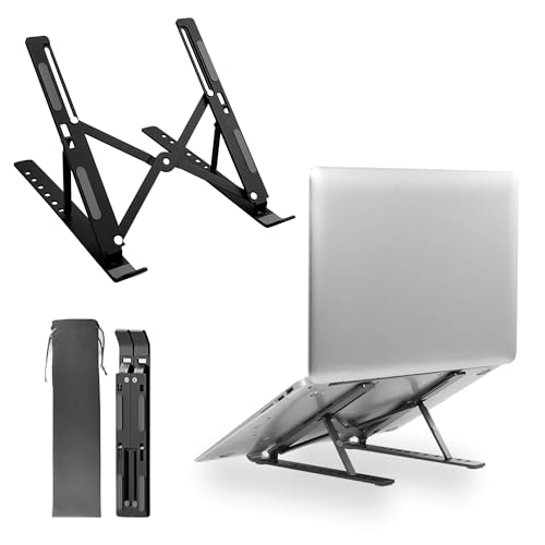 Adjustable Black Laptop Stand – Portable Foldable Plastic Riser for Laptops, Notebooks, Ultrabooks – Lightweight, Ergonomic, Travel-Friendly