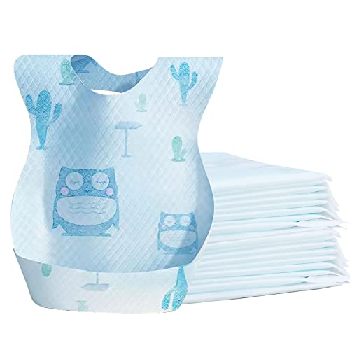 Cosermart Baby Disposable Bibs Feeding Disposal Bib,Babies Self Feeding Food Catcher,Waterproof Large Pocket,25Packs (Blue) #TOP5