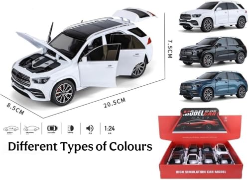 Image of Scale Exclusive Alloy Metal Pull Back | Die-cast Car Model with Sound Light Mini Auto Toy for Kids Metal Model Toy Car with Sound and Light (1.24 Scale M-Benz GLE 350-WHITE)