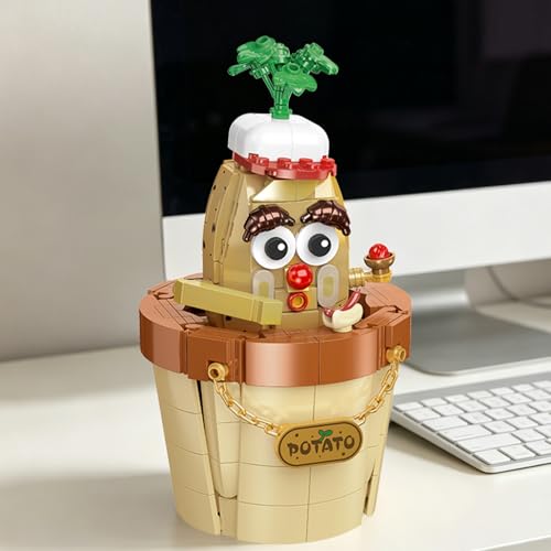 Cogibrix Funny Potato Happy Plants Building Toys with 5 Affirmation Signs, Mental Health, Stress Relief and DIY Desk Decor for Home and Office - Best Friend Birthday Gifts for Women (396PCS)