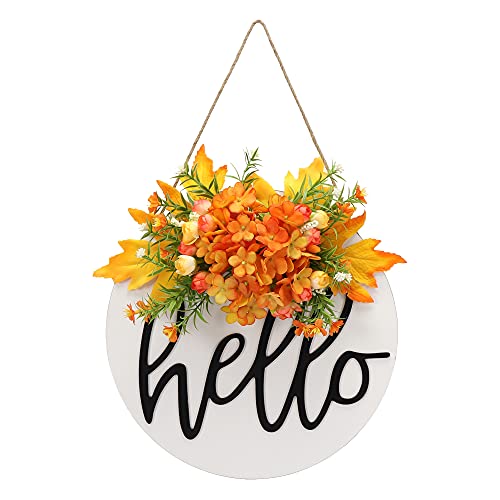 Fall Hydrangea Wreaths for Front Door,Outdoor Fall Wreaths for Front Door,Fall Handmade Hello Wreath for Front Door,Fall Wreaths,Farmhouse Wreath-175