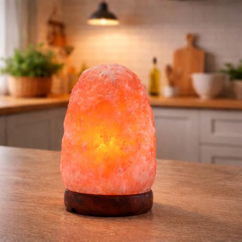 Image of Mystery & Magic of Soul Natural Himalayan Rock Salt Lamp 2 kg with Wooden Base, Night Lamp for Home Decor