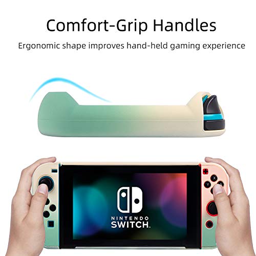 Cybcamo Protective Case Cover For Nintendo Switch, Hard Shell Case Handheld Grip For Nintendo Switch Console And Joy-Con Controllers With 2 Thumbsticks (Pastel Green & Yellow) #TOP3