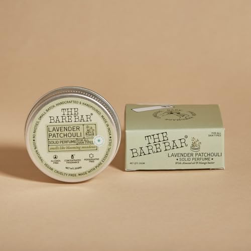 Image of The Bare Bar Lavender Patchouli Solid Perfume - 20gm | Floral Fragrance| Odor & Sweat Control | Natural formula & Chemical free| Good for all skin types | Travel Mini Size Solid Perfume