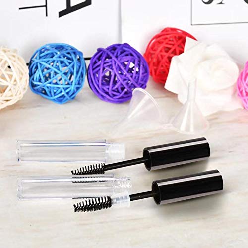 20Pcs 4ml Empty Mascara Tube and Wand, DIY Mascara Container with Cap,eyelash Tubes Vials Bottle with Rubber Inserts and Funnels Kit for Castor Oil(Black)