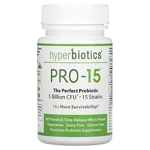 PRO-15, The Perfect Probiotic, 5 Billion CFU, 60 Patented, Time-Release Micro-Pearls, Hyperbiotics