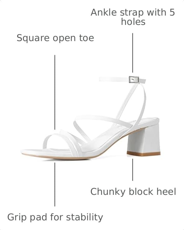 Image of Shoe'N Tale Strappy Heels for Women Low Chunky Block Heel Dress Shoes Square Open Toe Ankle Strap Heeled Sandals
