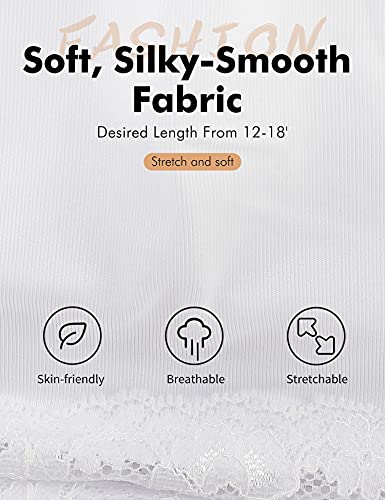 Mancyfit Pettipant Half Slip For Women Bloomers 12-18" Inseam Wide Leg Lace Pajama Pants White Large #TOP1