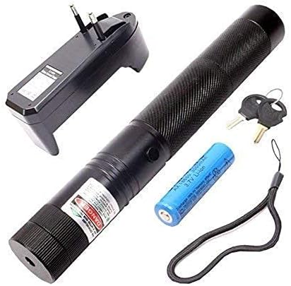 FOZZBEE Laser Pointer 650nm, Working Time Over 8000 Hours Rechargeable Green Laser-303 Pointer Party Pen Disco Light 5 Mile + Battery (650 nm, Green)