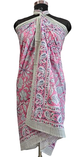 Hand Block Print Sarong, Women Bikini Multi Colour Cover Pareo Hand Dyed Scarves Indian Hand Block Print Scarves,Stole Cotton Scarves Size 44x72 Inch ss0174