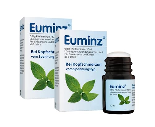 Euminz Stift mit Pfefferminzöl | bei leichten und mittelschweren Kopfschmerzen vom Spannungstyp | blockiert die Schmerzweiterleitung & wirkt direkt über die Haut (10 ml (2er Pack))