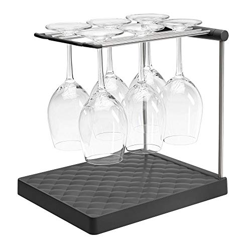 Product Image of the Kohler K-8628-CHR Wine Glass Drying Rack, Wine Glasses Rack Organizer, Folding Drying Rack for 6 Wine Glasses, Charcoal