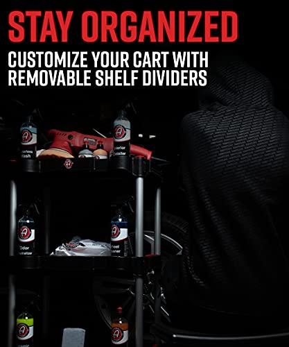 Adam's Polishes Standard Detailing Cart, Custom Mobile Rolling Utility Detailing Tool Cart Organizer for Garage DIY Home Projects, Extra Storage for Mechanics & Detailers During Repairs Car Wash/Wax