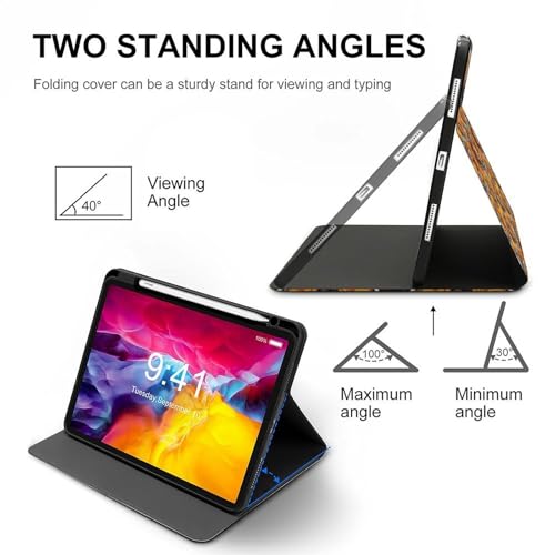 Coque iPad Pro 11 motif tigre de feu avec support et porte-stylet intégré