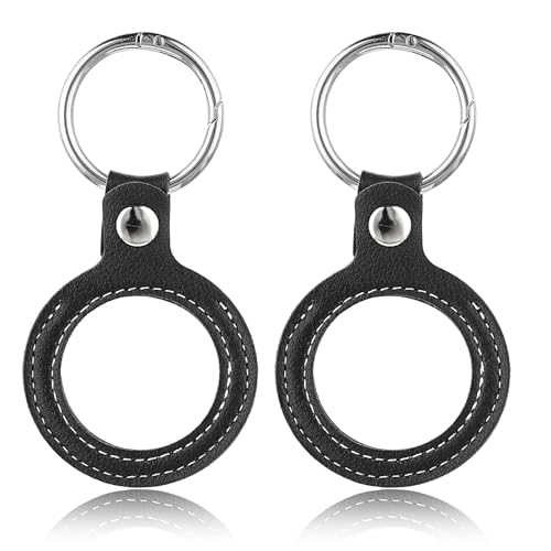 2Pcs AA Coin Holder Keychain, Leather Sobriety Coin Double Sides