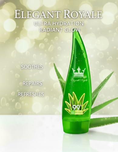 Generic Elegant Royale Hydrating & Soothing Aloe Vera Gel | 99% Organic Aloe Vera Gel Moisturizer for Face and Body, Ideal for Dry Skin, Sunburn, and Irritation, Lightweight, Fast-Absorbing, and Refreshing