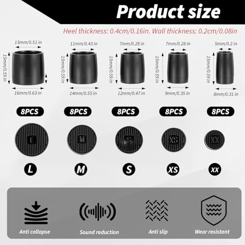 guduling 20 Pairs Stiletto Heel Caps,Black Heel Caps,5 Size Heels Cap for High Heels,Heeles Protector Tip Covers for Outdoor Weddings Events (Black) - Image 7