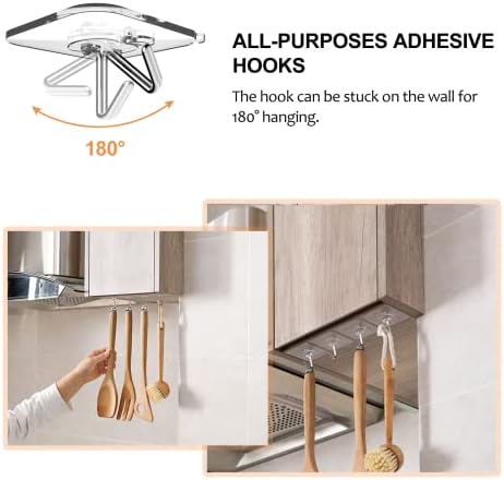 NileHome Adhesive Hooks for Hanging 12 Packs Heavy Duty Wall Hooks Reusable Removable Waterproof Bathroom Hooks Transparent Sticky Hooks for Kitchen Glass DoorApple