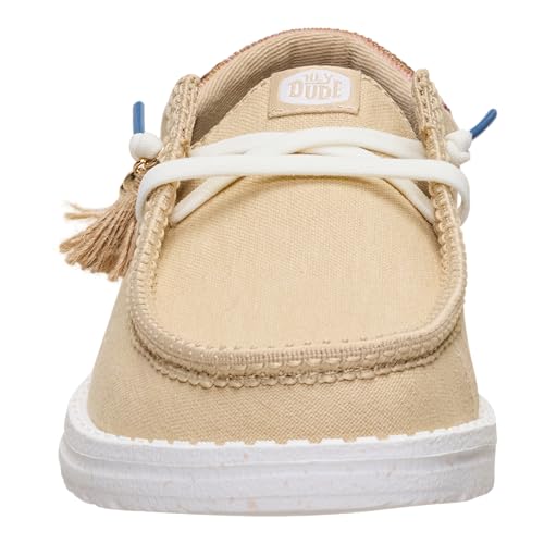 HEYDUDE Women’s Wendy Funk Beach Woven Slip On Shoe, Irish Cream/Multi Size 10 | Lightweight Slip On Style with Elastic Laces and Tassel Detail - image 5