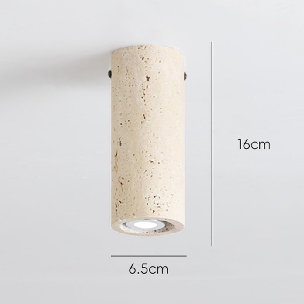 Lampa sufitowa z trawertynu w stylu japońskim, do zabudowy, nowoczesna, cylindryczna lampa punktowa z gniazdem E27, oświetlenie akcentujące z naturalnego materiału, do korytarza, na balkon, do