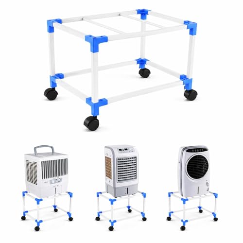 Image of Mumma's LIFE Heavy-Duty Cooler Stand with Wheels | Metal Trolley for Home & Outdoor | Rust-Resistant Black Finish | 360 Rotating Wheels | 100kg Load Capacity | Cooler Movable Stand (off White)
