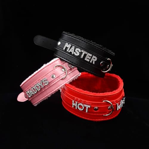 ADEMISHIA Custom Black Choker Collar For Women, Personalized Name Necklace punk gothic Vegan Leather Jewelry With Rhinestone Letters