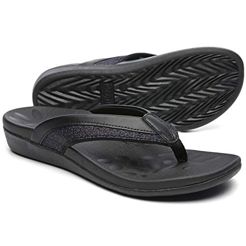 Image of MEGNYA Comfortable Walking Flip Flops for Womens, Orthopedic Walking Sandals with Arch Support, Flat Feet Pain Relief Sandals for Beach, Summer, Pool