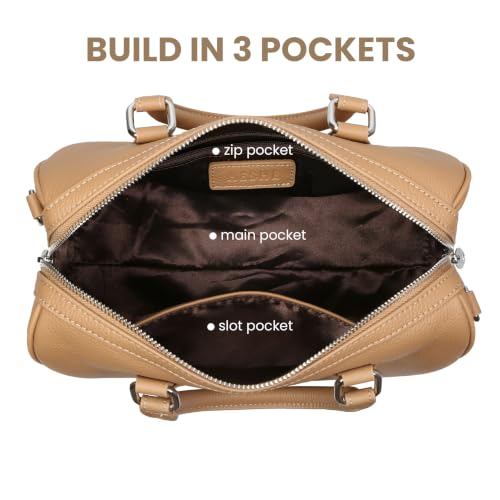 Image of HESHE Leather Top Handle Bags for Women Leather Purses Tote Bag Satchel Handbags Shoulder Bag Designer Crossbody Bags