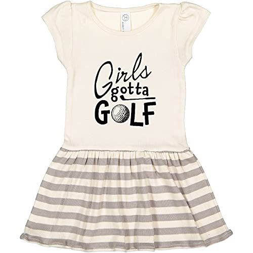 inktastic Girls Gotta Golf Toddler Dress 2T Natural with Stripes 2c498