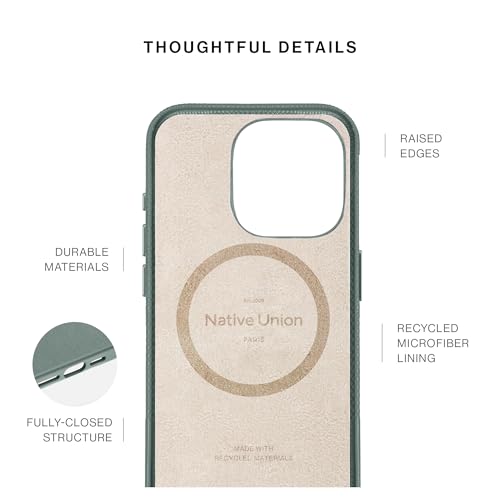 Native Union (Re Classic Case 3.0 – MagSafe Compatible with Built-in Magnets – Resistant & Recycled Materials – Ultra-Durable with 6ft / 1.8m Drop Protection for iPhone 16 Pro (Slate Green)
