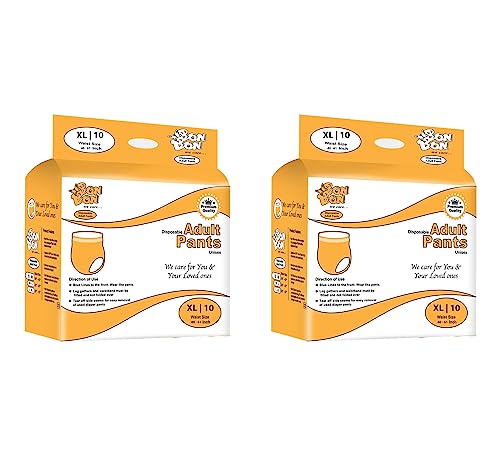 Image of Bonbon Premium Adult Diaper Pant Style Extra Large (PACK OF 2) - 20 Count - XL - Ultra Leak-Guard with Absorption and Distribution Layer (ADL) and Multi-strand leg - Waist Size 40-61 Inch, 101-154 cm