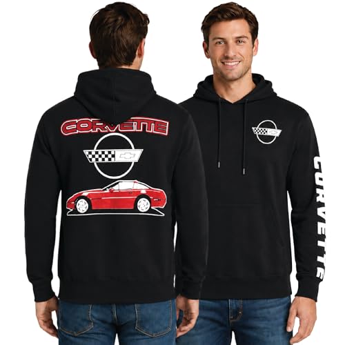General Motors Chevrolet Corvette Retro Fleece Pullover Mens Graphic Hoodie