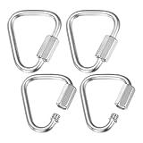 M METERXITY Juego De 4 Conectores Rápidos para Cadena M4 5/32" De Acero Inoxidable 316 con Cierre Triangular para Columpios/Camping, Anillo Giratorio con Llave para Cadena [Plateado]