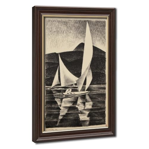 Courses de yachts toile Arnold Ronnebeck cadre suspendu pour sublimer un petit mur vide