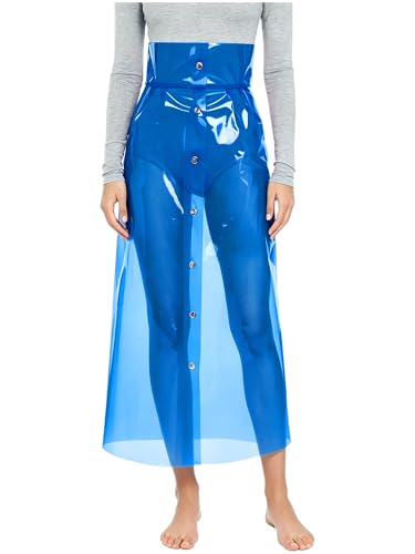 Jupe transparente pour femmes en PVC solide haute taille mi-longue