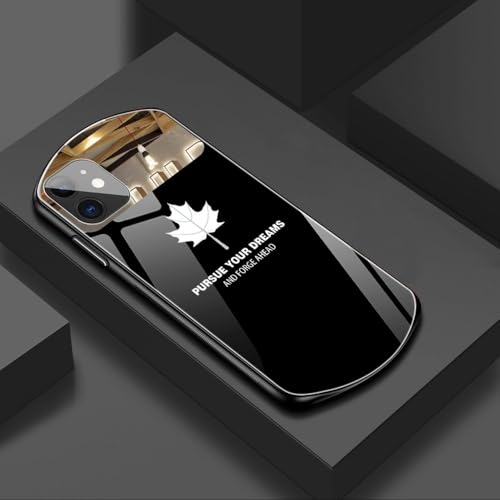 Coque iPhone verre trempé feuille d'érable antichoc miroir