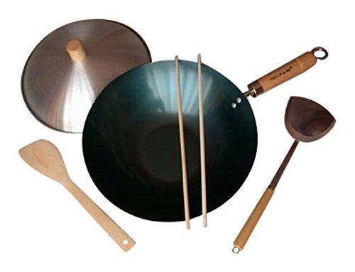 Natural Nonstick Wok Set, 12", Carbon Steel