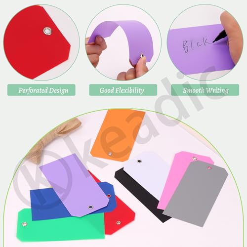 Keadic Plastic Shipping Tags with Wire,100pcs Hang Tags mit Drähten Kunststoff Versand Tags wasserdichte Hang Tags mit String leere Etikettierung Tag für Inventar, Gepäck, Weiß, 4 3/4 x 2 3/8