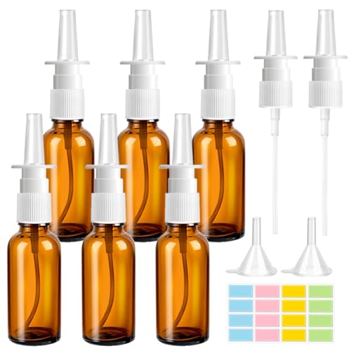 Yajesy Nasenspray Flasche Leer, 6 Stück Glas Nasensprayflasche 30ml Nasen Sprühflaschen Wiederverwendbar mit 2 Zusätzliche Düsen, 2 Trichter, Etiketten für Parfüm, ätherische Öle, Kochsalzlösung Yajesy Nasenspray Flasche Leer, 6 Stück Glas Nasensprayflasche 30ml Nasen Sprühflaschen Wiederverwendbar mit 2 Zusätzliche Düsen, 2 Trichter, Etiketten für Parfüm, ätherische Öle, Kochsalzlösung